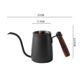 Maxbell Stainless Steel Pour Over Coffee Kettle with Wood Handle Comfortable Grip Black