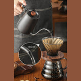Maxbell Stainless Steel Pour Over Coffee Kettle with Wood Handle Comfortable Grip Black