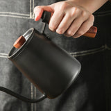 Maxbell Stainless Steel Pour Over Coffee Kettle with Wood Handle Comfortable Grip Black