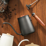 Maxbell Stainless Steel Pour Over Coffee Kettle with Wood Handle Comfortable Grip Black