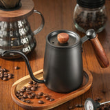 Maxbell Stainless Steel Pour Over Coffee Kettle with Wood Handle Comfortable Grip Black