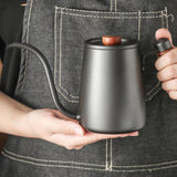 Maxbell Stainless Steel Pour Over Coffee Kettle with Wood Handle Comfortable Grip Black