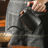 Maxbell Stainless Steel Pour Over Coffee Kettle with Wood Handle Comfortable Grip Black