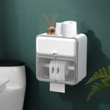 Maxbell Toilet Paper Holder Storage Box Shelf Roll Paper Holder Waterproof Bathroom White