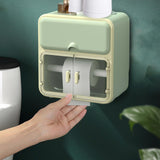 Maxbell Toilet Paper Holder Storage Box Shelf Roll Paper Holder Waterproof Bathroom Green