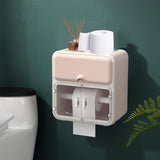 Maxbell Toilet Paper Holder Storage Box Shelf Roll Paper Holder Waterproof Bathroom Pink