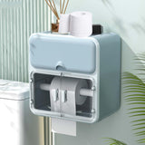 Maxbell Toilet Paper Holder Storage Box Shelf Roll Paper Holder Waterproof Bathroom Blue