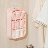 Maxbell Hanging Closet Organizer 9 Cell Portable Dividers for Belts Bra Socks PInk
