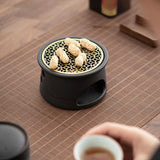Maxbell Teapot Warmer Holder Tealight Holder Ceramic for Hotel Black