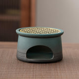 Maxbell Teapot Warmer Holder Tealight Holder Ceramic for Hotel Blue