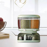 Maxbell 6 Grid Cereal Rice Dispenser Bucket Container Bin for Beans Home Green