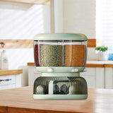 Maxbell 6 Grid Cereal Rice Dispenser Bucket Container Bin for Beans Home Green