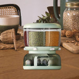 Maxbell 6 Grid Cereal Rice Dispenser Bucket Container Bin for Beans Home Green