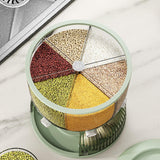 Maxbell 6 Grid Cereal Rice Dispenser Bucket Container Bin for Beans Home Green