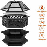 Maxbell Outdoor Fire pits Hexagonal Multifunctional for Courtyard Garden Barbecue