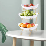 Maxbell Tiered Fruit Bowl Basket Holder Rack Tea Platter for kitchen 3 Tier White