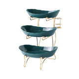 Maxbell Tiered Fruit Bowl Basket Holder Rack Tea Platter for kitchen 3 Tier Green