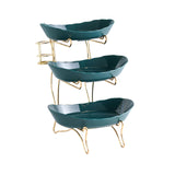 Maxbell Tiered Fruit Bowl Basket Holder Rack Tea Platter for kitchen 3 Tier Green