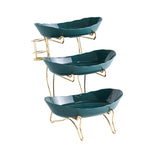 Maxbell Tiered Fruit Bowl Basket Holder Rack Tea Platter for kitchen 3 Tier Green
