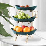 Maxbell Tiered Fruit Bowl Basket Holder Rack Tea Platter for kitchen 3 Tier Green