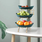 Maxbell Tiered Fruit Bowl Basket Holder Rack Tea Platter for kitchen 3 Tier Green