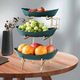 Maxbell Tiered Fruit Bowl Basket Holder Rack Tea Platter for kitchen 3 Tier Green