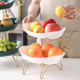 Maxbell Tiered Fruit Bowl Basket Holder Rack Tea Platter for kitchen 2 Tier White