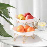 Maxbell Tiered Fruit Bowl Basket Holder Rack Tea Platter for kitchen 2 Tier White