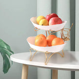 Maxbell Tiered Fruit Bowl Basket Holder Rack Tea Platter for kitchen 2 Tier White