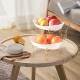 Maxbell Tiered Fruit Bowl Basket Holder Rack Tea Platter for kitchen 2 Tier White