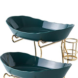 Maxbell Tiered Fruit Bowl Basket Holder Rack Tea Platter for kitchen 2 Tier Green