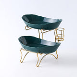Maxbell Tiered Fruit Bowl Basket Holder Rack Tea Platter for kitchen 2 Tier Green