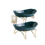 Maxbell Tiered Fruit Bowl Basket Holder Rack Tea Platter for kitchen 2 Tier Green