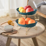 Maxbell Tiered Fruit Bowl Basket Holder Rack Tea Platter for kitchen 2 Tier Green