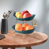 Maxbell Tiered Fruit Bowl Basket Holder Rack Tea Platter for kitchen 2 Tier Green