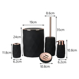 Maxbell Bathroom Accessory Vanity Organiser Kit Soap Dispenser Trash Can Modern Black