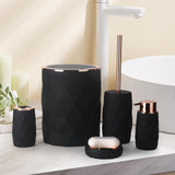 Maxbell Bathroom Accessory Vanity Organiser Kit Soap Dispenser Trash Can Modern Black