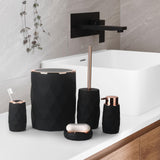 Maxbell Bathroom Accessory Vanity Organiser Kit Soap Dispenser Trash Can Modern Black