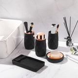 Maxbell Bathroom Accessory Vanity Organiser Kit Soap Dispenser Trash Can Modern Black