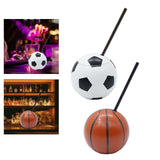 Maxbell Ball Shaped Cups Glass Bottle 450ml with Lid and Straw Durable Every Day Use Football