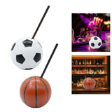 Maxbell Ball Shaped Cups Glass Bottle 450ml with Lid and Straw Durable Every Day Use Football