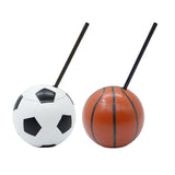 Maxbell Ball Shaped Cups Glass Bottle 450ml with Lid and Straw Durable Every Day Use Football