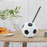 Maxbell Ball Shaped Cups Glass Bottle 450ml with Lid and Straw Durable Every Day Use Football