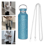 Maxbell Portable Diamond Vacuum Cup 750ml/25oz Bling Rhinestones Diamond Kettle Blue
