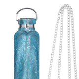 Maxbell Portable Diamond Vacuum Cup 750ml/25oz Bling Rhinestones Diamond Kettle Blue