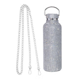 Maxbell Portable Diamond Vacuum Cup 750ml/25oz Bling Rhinestones Diamond Kettle Silver