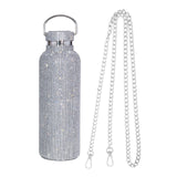 Maxbell Portable Diamond Vacuum Cup 750ml/25oz Bling Rhinestones Diamond Kettle Silver