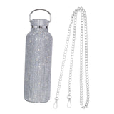 Maxbell Portable Diamond Vacuum Cup 750ml/25oz Bling Rhinestones Diamond Kettle Silver