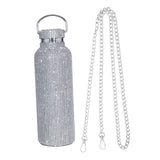 Maxbell Portable Diamond Vacuum Cup 750ml/25oz Bling Rhinestones Diamond Kettle Silver