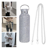 Maxbell Portable Diamond Vacuum Cup 750ml/25oz Bling Rhinestones Diamond Kettle Silver